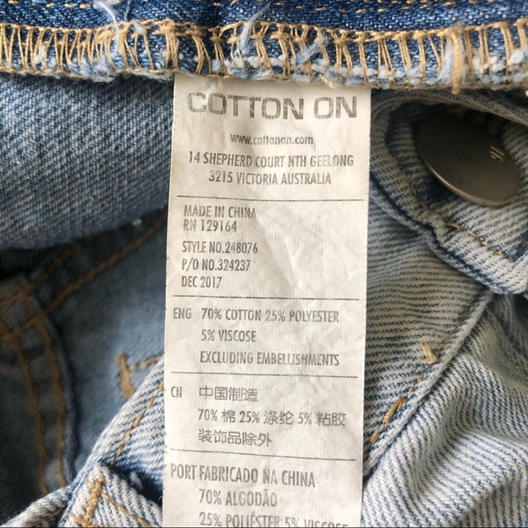 Cotton On Light Wash Denim Overall Shorts Size S - Picture 8 of 8